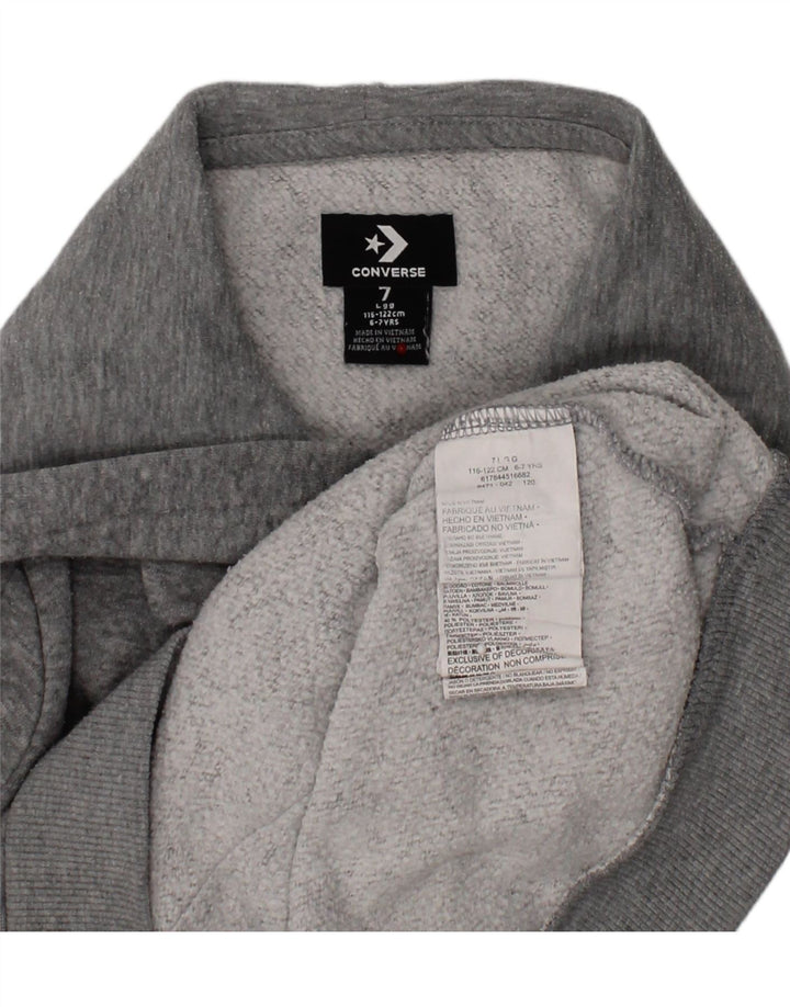 CONVERSE Boys Graphic Hoodie Jumper 6-7 Years Grey Cotton
