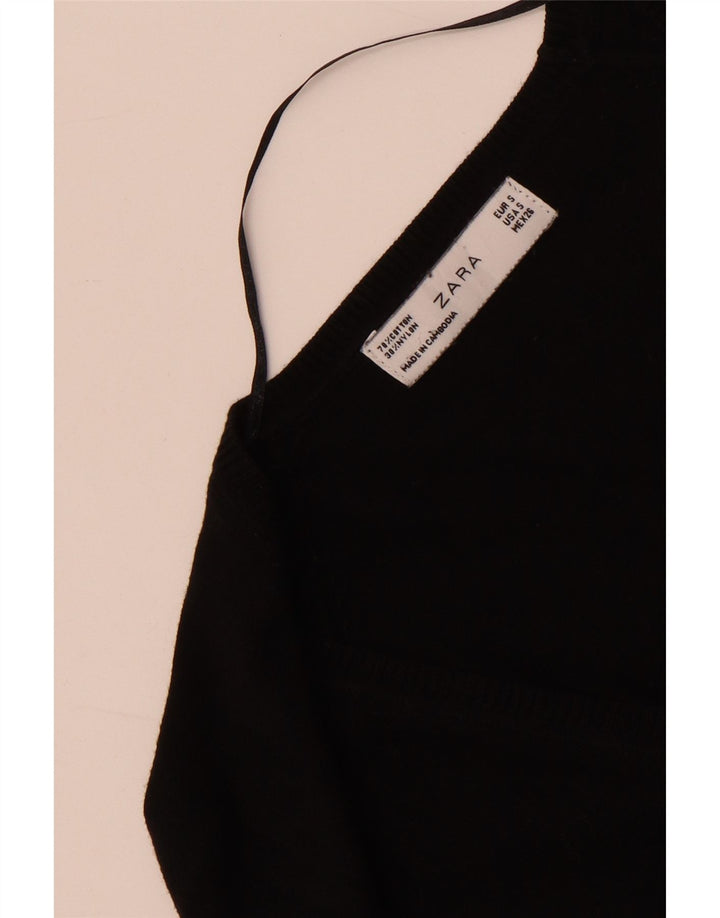 Zara Cardigan Femme Pull UK 10 Petit Coton Noir