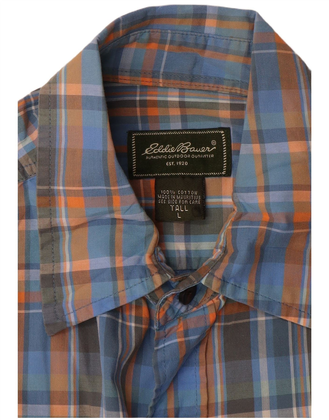 Eddie Bauer Chemise à manches courtes pour homme en coton à carreaux bleus