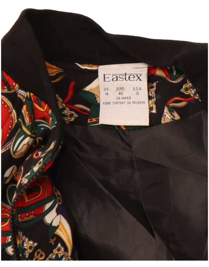 EASTEX Veste bomber graphique surdimensionnée pour femme UK 14 Large Noir Polyester