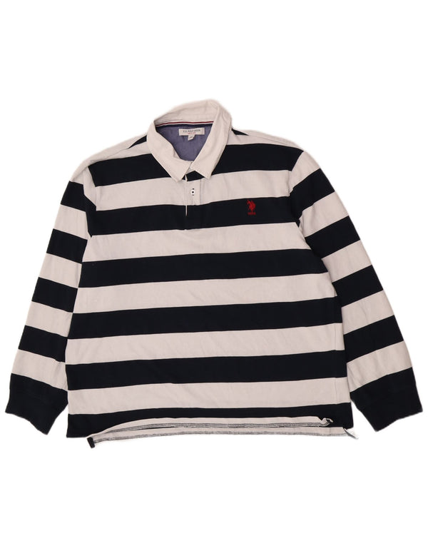 U.S. Polo Assn. Polo Rugby Manches Longues Homme 2XL Bleu Marine Rayé