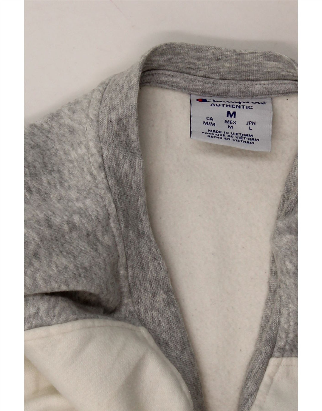 CHAMPION Womens Graphic Sweatshirt Jumper UK 14 Medium Grey Colourblock Vintage Champion and Second-Hand Champion from Messina Hembry 
