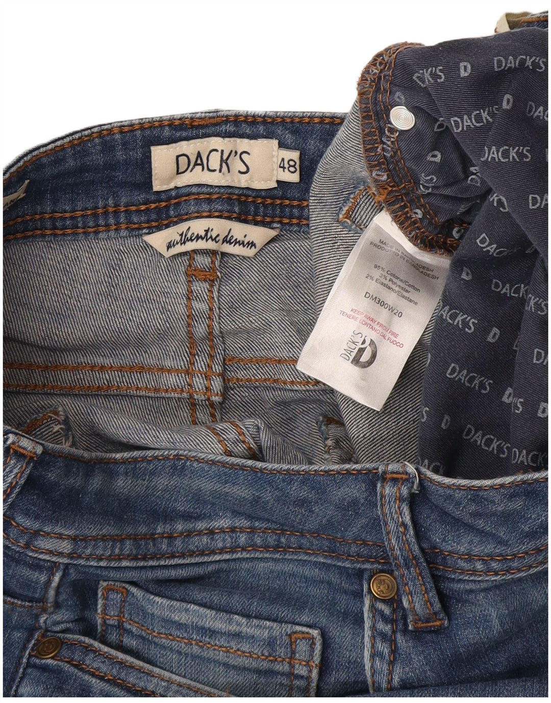 Dack's Jean slim court pour femme IT 48 XL W32 L26 Bleu Coton
