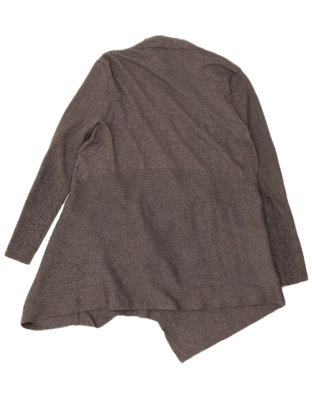 Zara Femme Cardigan Ouvert Asymétrique Pull UK 12 Gris Moyen Viscose