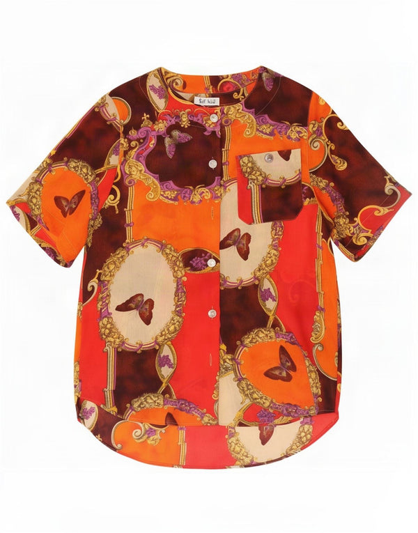 Vintage Womens Abstract Pattern Shirt Blouse UK 10 Small Multicolore