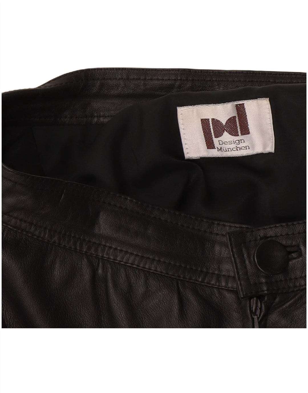 jupe en cuir femme vintage W28 Noir moyen