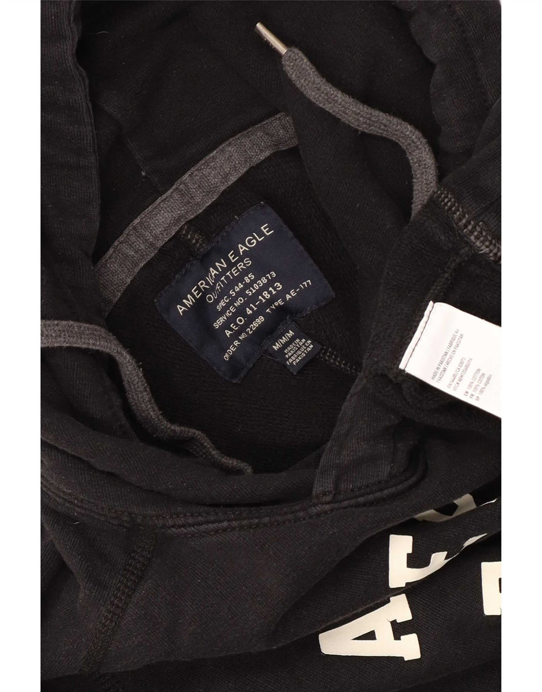 American Eagle Pull à capuche graphique pour homme en coton noir moyen