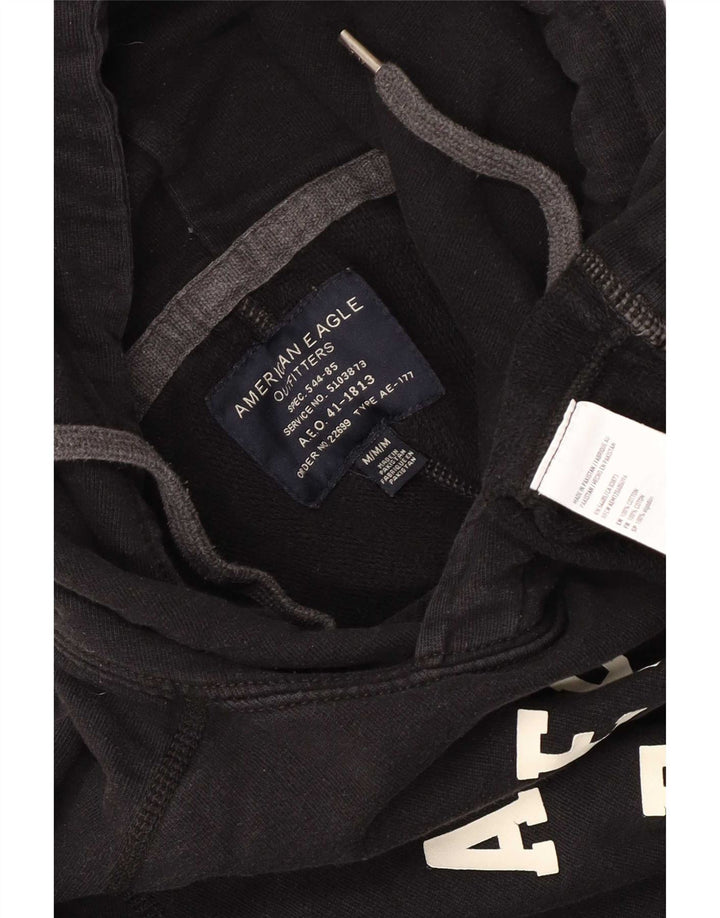 American Eagle Pull à capuche graphique pour homme en coton noir moyen