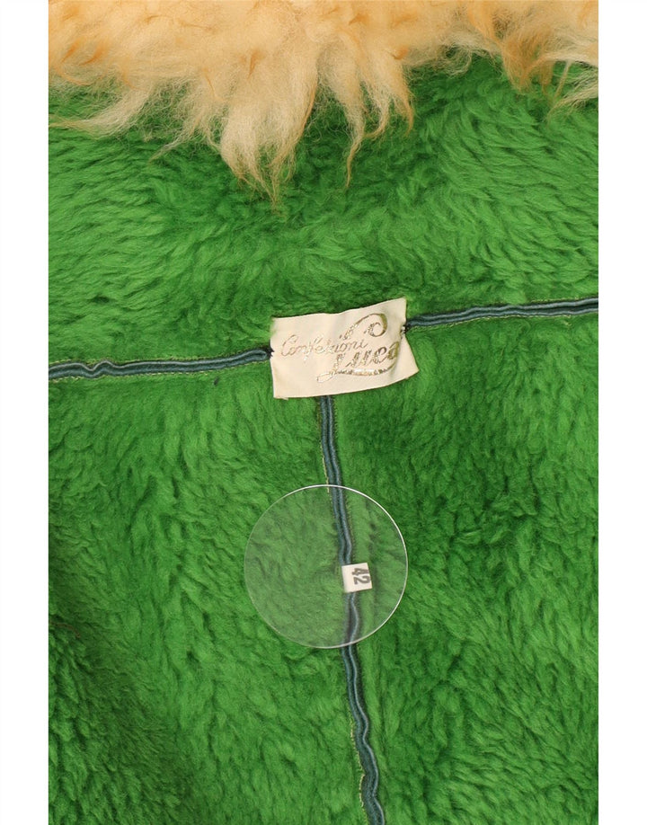 manteau en peau de mouton vintage pour femme IT 42 Vert moyen