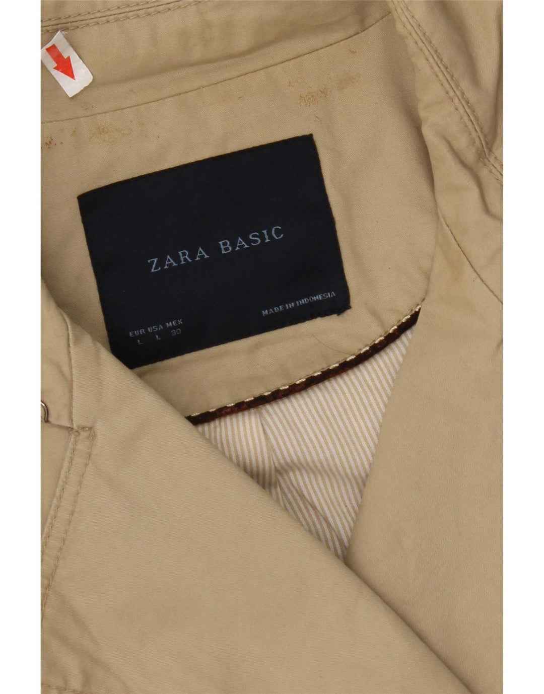 Zara Femme Trench Coat UK 16 Grand Coton Beige
