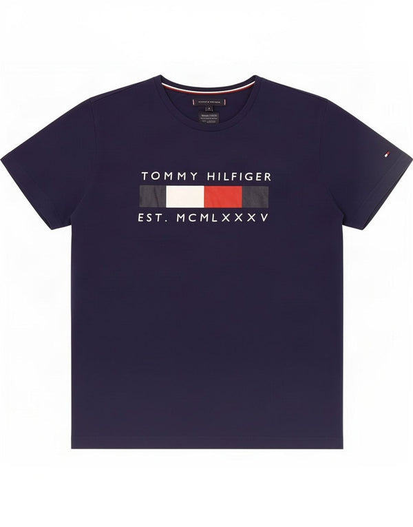 Tommy Hilfiger Mens Graphic T-Shirt Top Medium Navy Blue Cotton