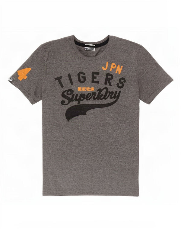 Superdry Mens Graphic T-Shirt Top XL Grey Flecked Cotton