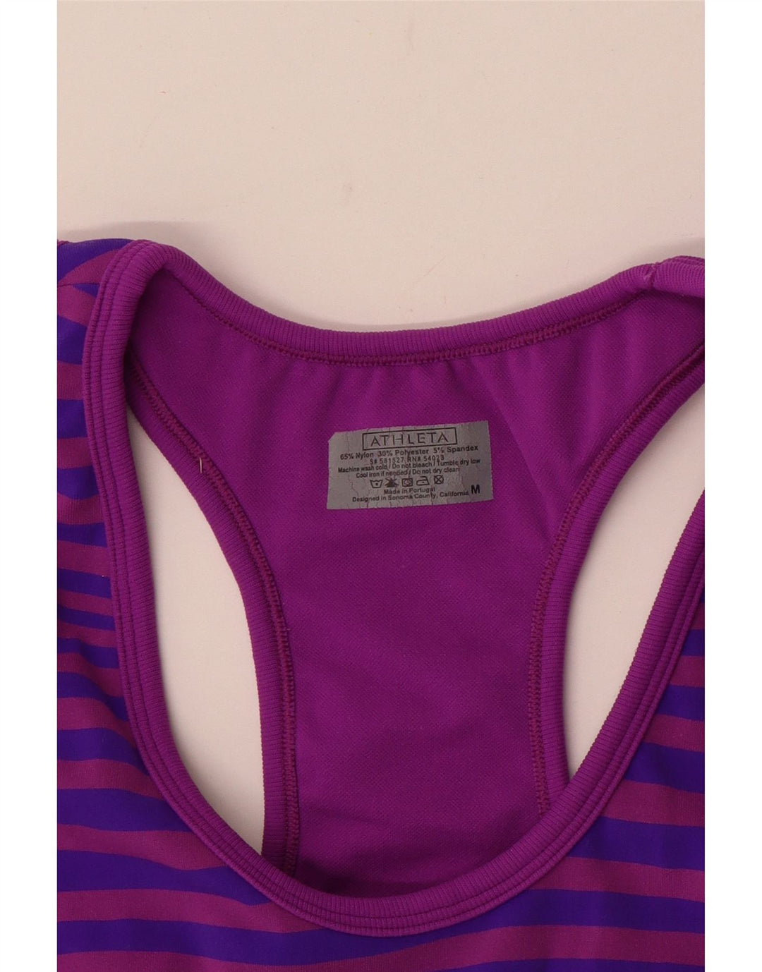 Athleta Débardeur pour femme UK 12 Nylon rayé violet moyen