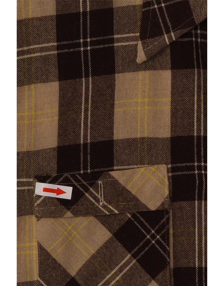 Chemise vintage en flanelle pour homme, petit carreaux marron