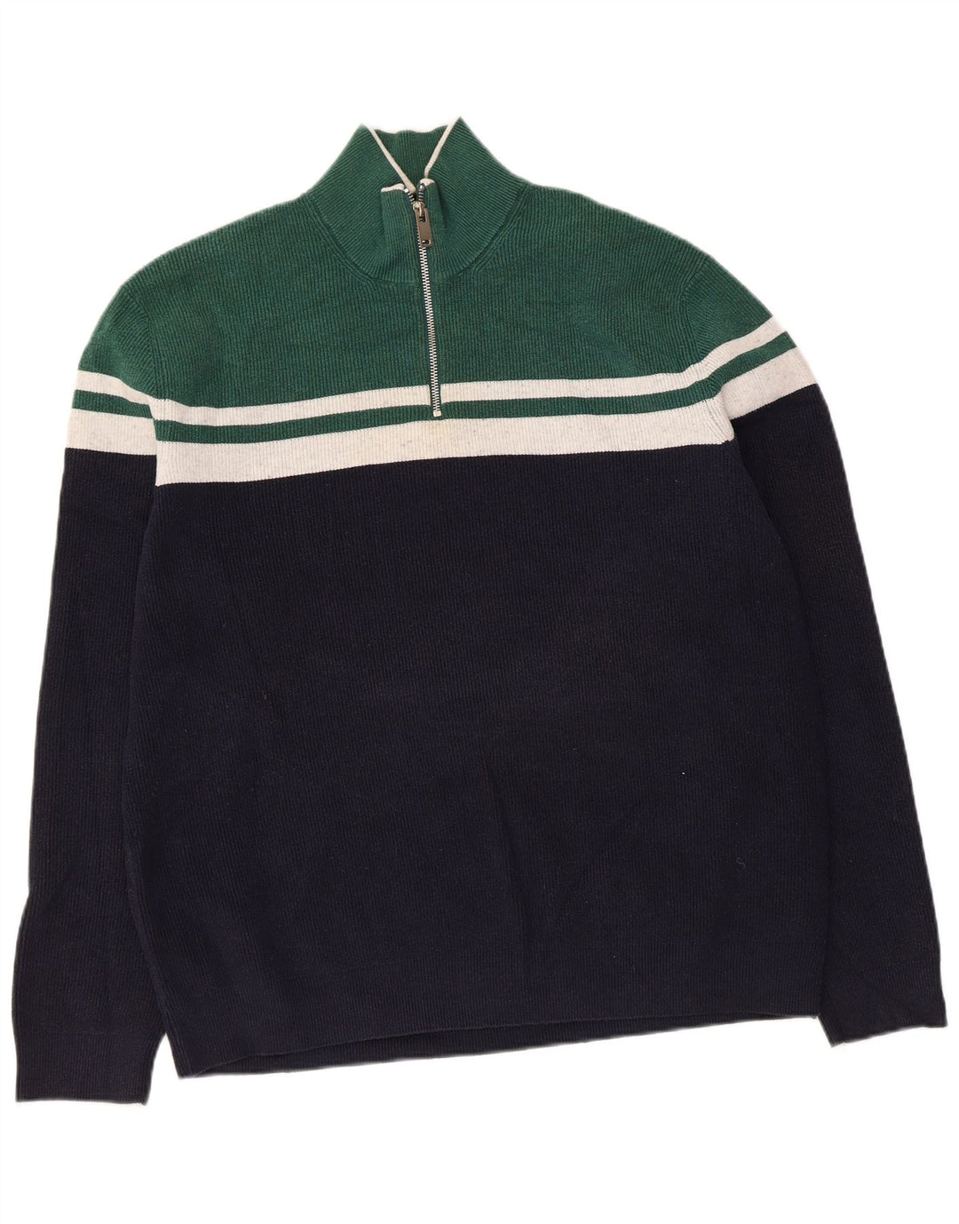 Marks & Spencer Pull col zippé pour homme XL Bleu marine Colourblock