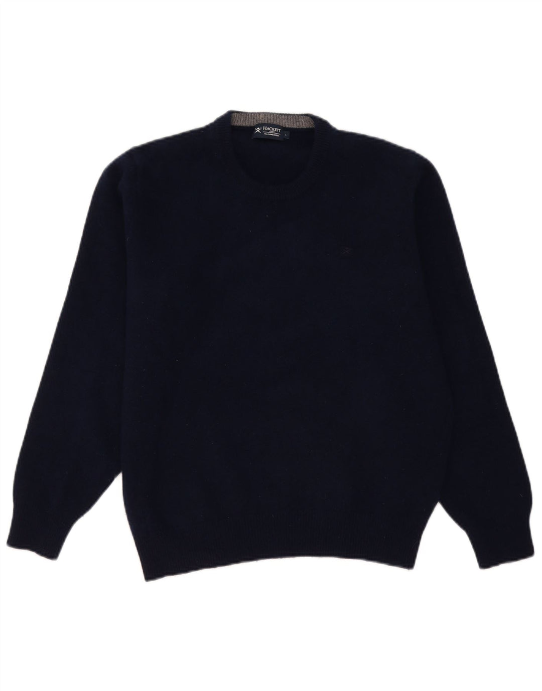 Hackett Pull à col rond pour femme UK 16 Large Bleu marine en laine d'agneau