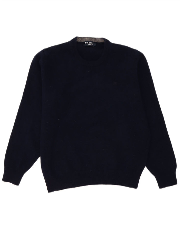 Hackett Pull à col rond pour femme UK 16 Large Bleu marine en laine d'agneau
