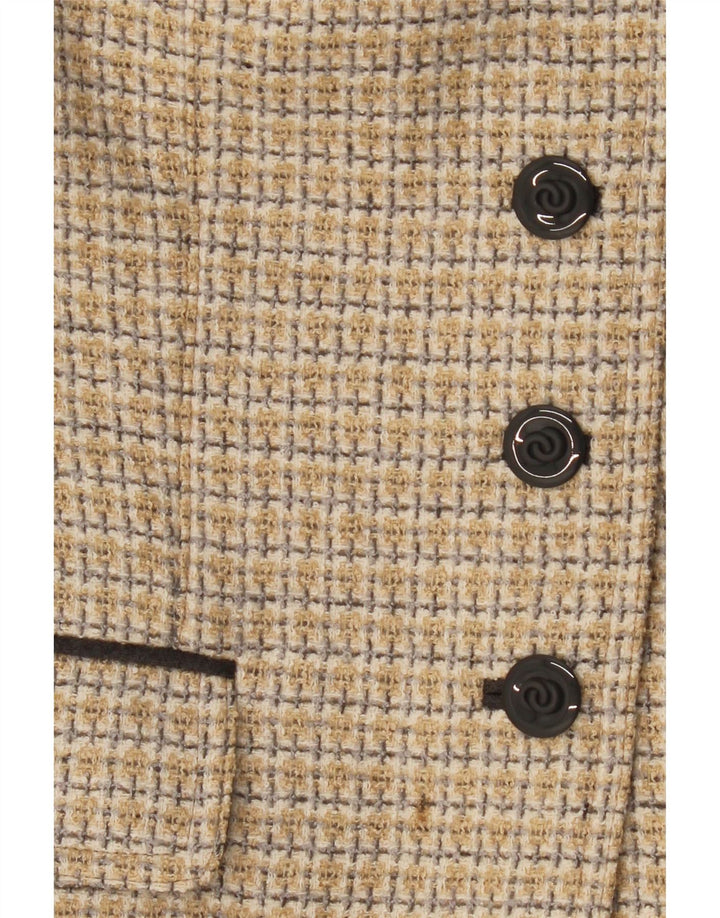 Barbara Kessels Veste blazer à 4 boutons pour femme EU 38 en laine à carreaux beige moyen