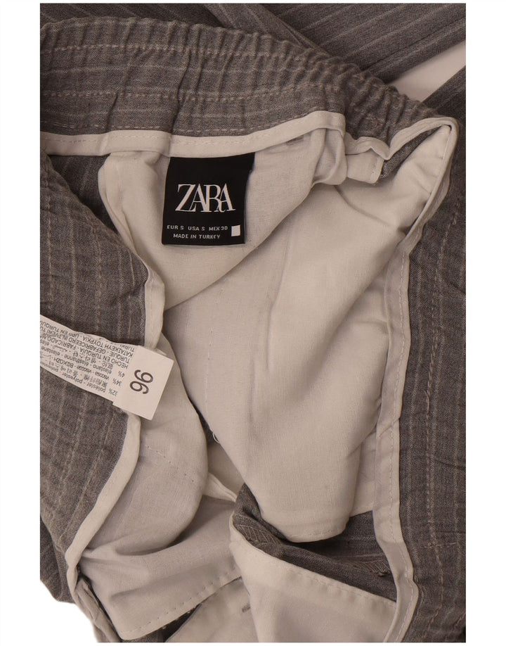 Zara Pantalon Chino Slim Homme Petit W29 L30 Gris Rayé Polyester