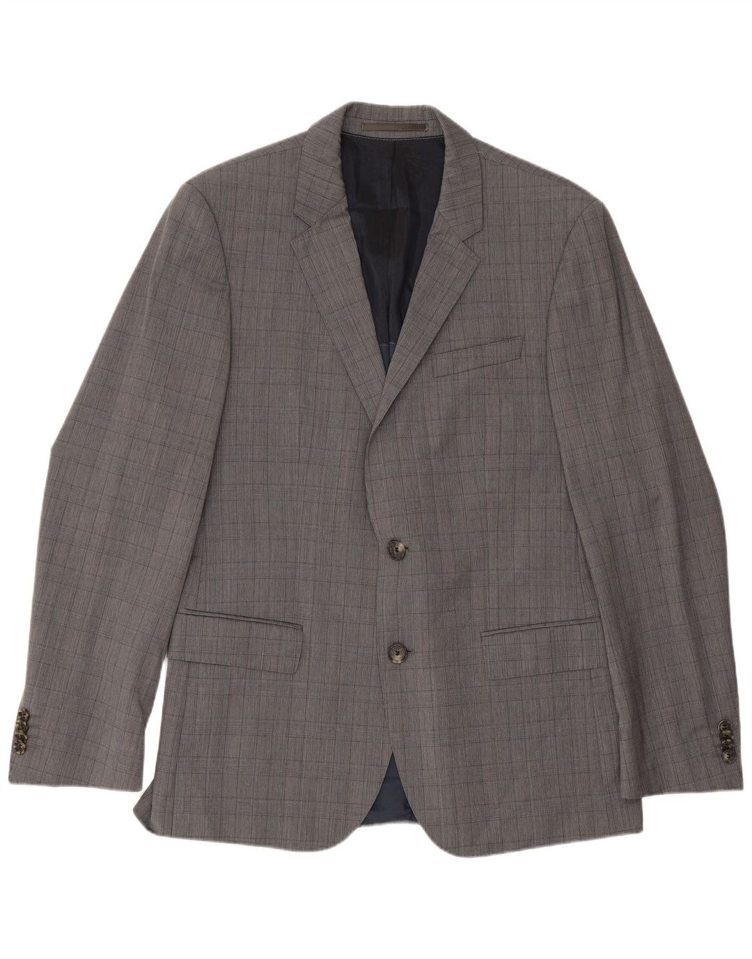 Hugo Boss Veste blazer à 2 boutons pour homme EU 48 Gris moyen à carreaux en laine vierge