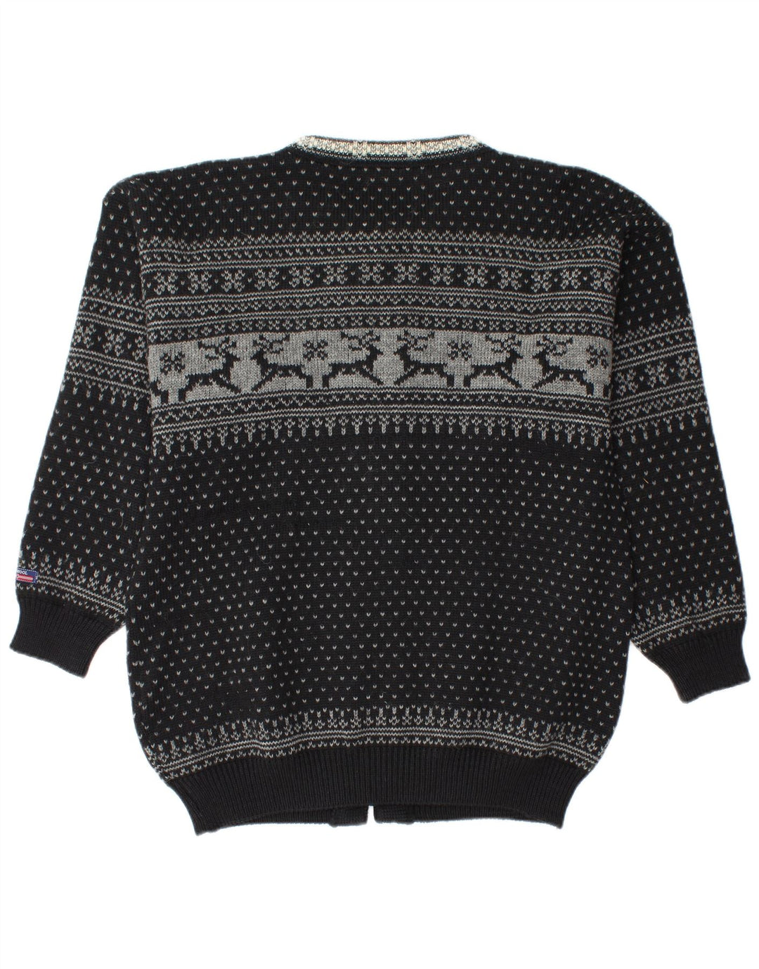 Norwool Cardigan pour homme en laine vierge Fair Isle Noir moyen
