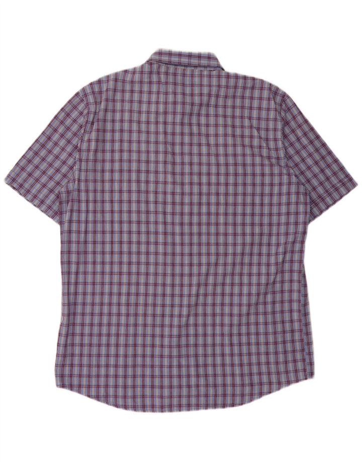 Crown Chemise à manches courtes pour homme en coton à carreaux bleus
