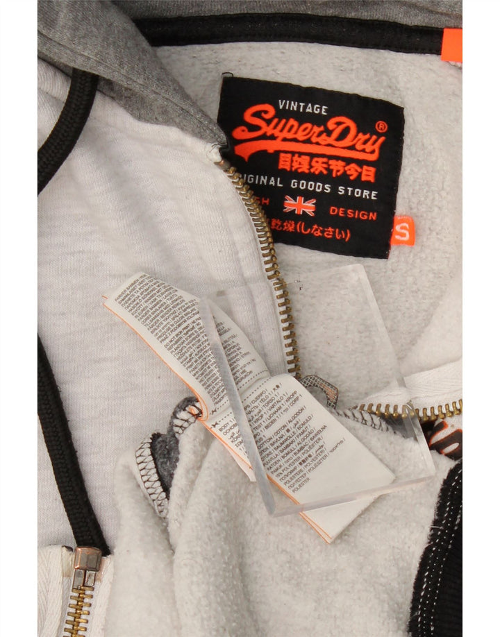 SUPERDRY Pull à capuche zippé graphique pour hommes, petit coton color block gris