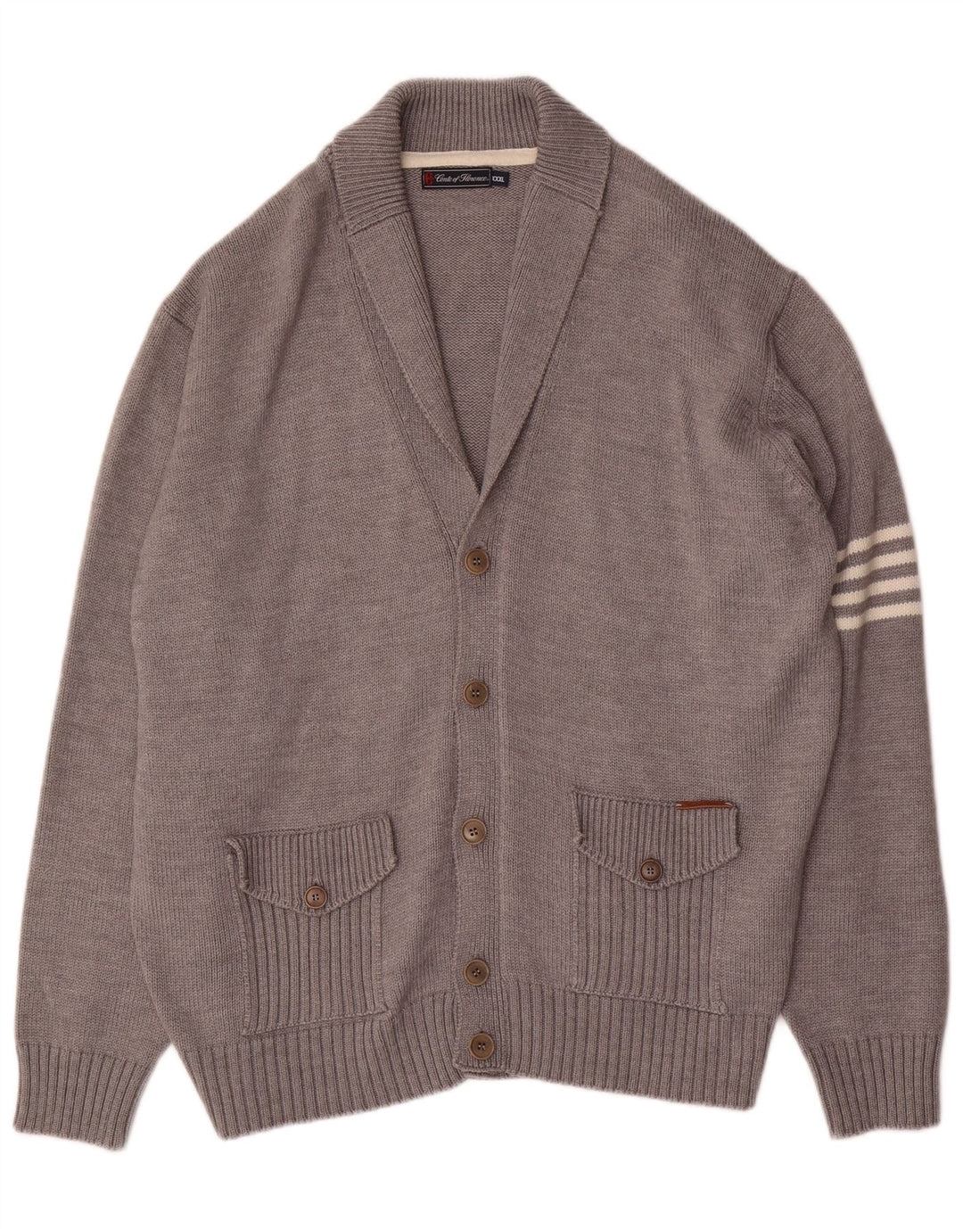 Conte of Florence Pull Cardigan Homme 3XL Laine Grise