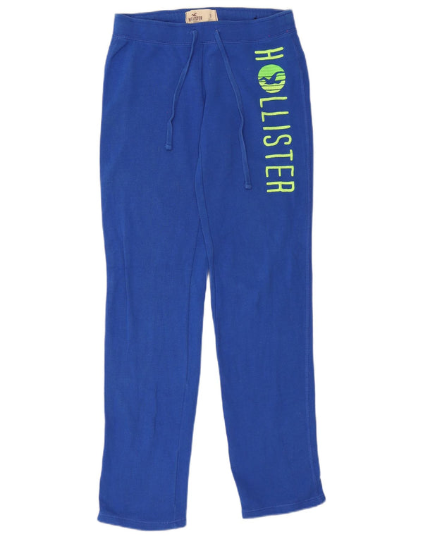 Hollister Pantalon de survêtement graphique pour femme UK 10 Small Bleu Coton