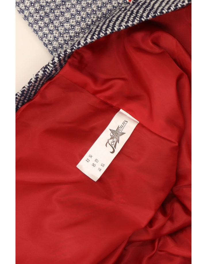JOE BROWNS Veste blazer à 4 boutons pour femme UK 22 3XL Bleu marine à carreaux