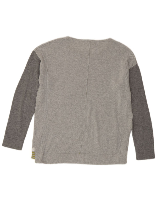 White Stuff Haut oversize à manches longues pour femme UK 10 Small Gris Colourblock