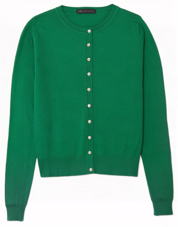 Marks & Spencer Pull cardigan court pour femme UK 8 Small Vert Viscose