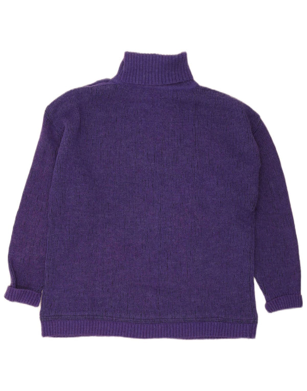 Maurice Abot Pull col roulé pour femme UK 16 Grand Violet Géométrique