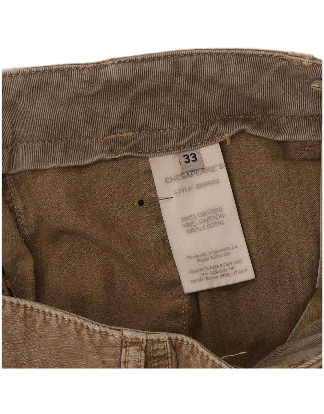 vintage Mens Cargo Shorts W33 Moyen Kaki Pinstripe Coton