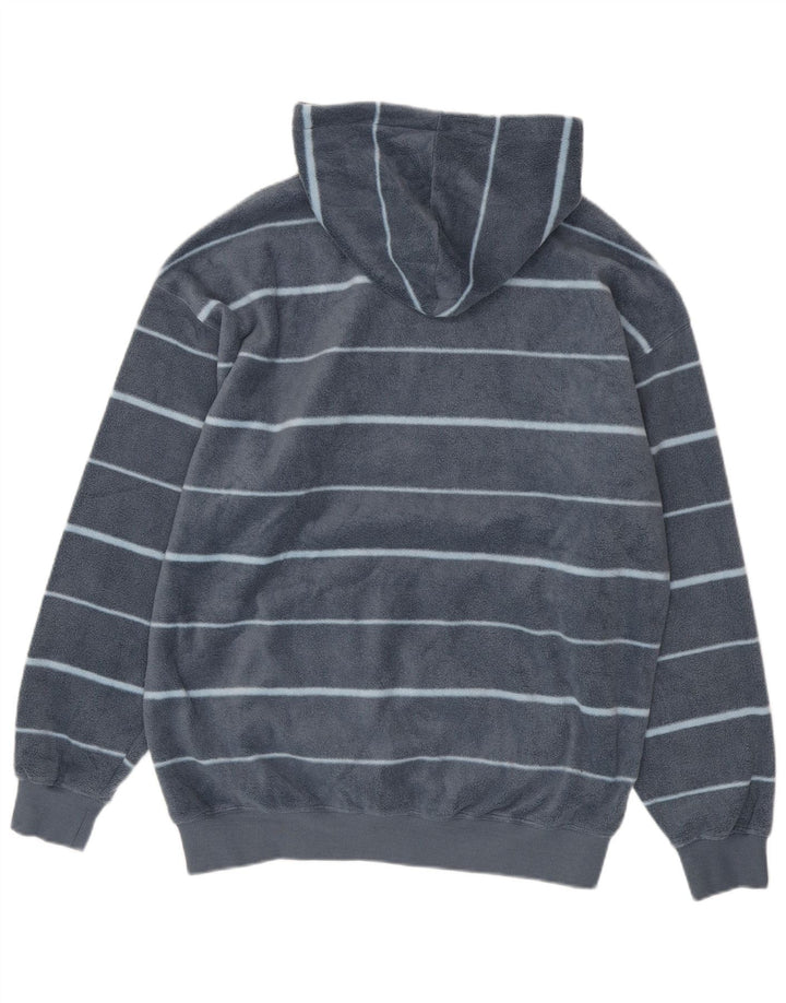 VOLCOM Mens Hooded Fleece Jumper Medium Blue Striped Polyester