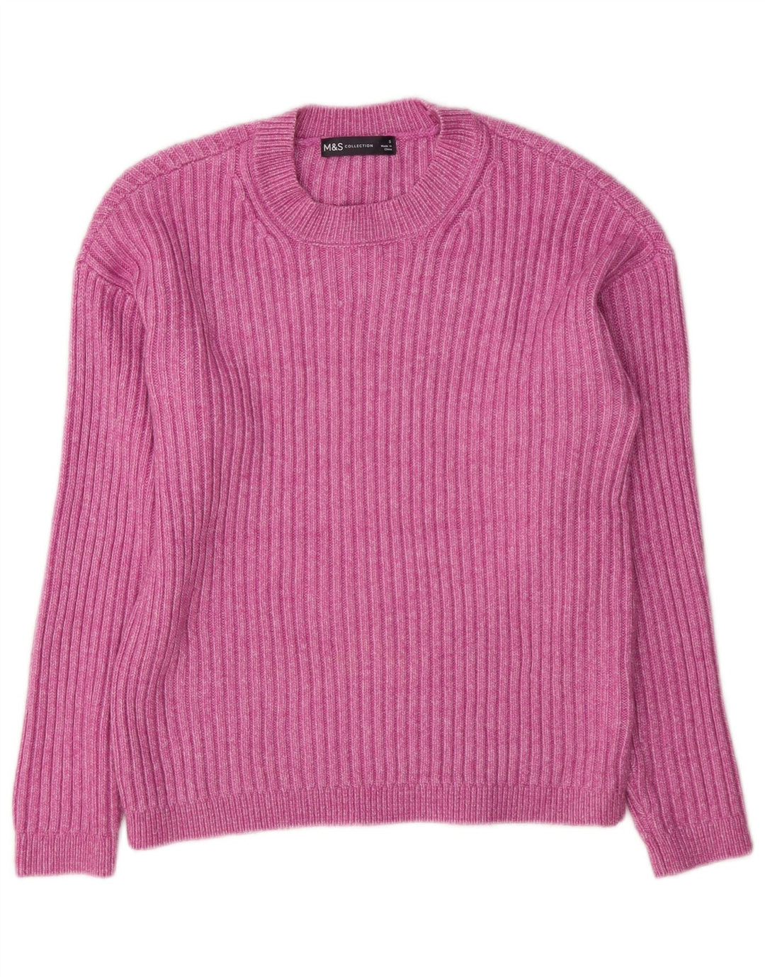 Marks & Spencer Pull à col rond pour femme UK 10 Petit Rose Polyester