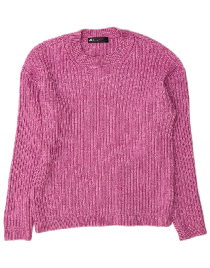 Marks & Spencer Pull à col rond pour femme UK 10 Petit Rose Polyester