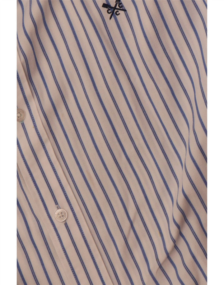 Crew Clothing Chemise cintrée pour homme 2XL en coton rayé blanc