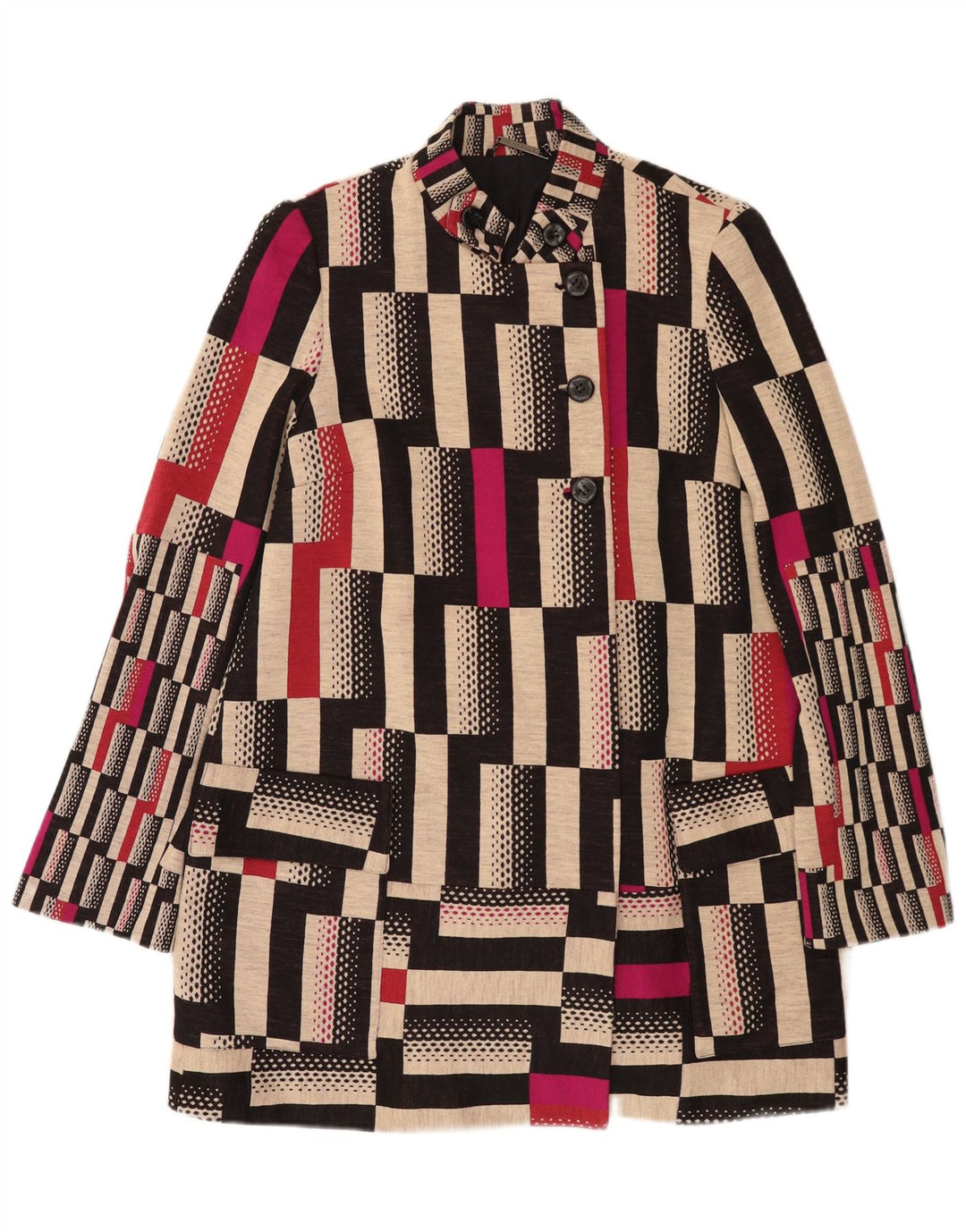 DIANE FURSTENBERG Manteau femme US 12 Grande laine géométrique multicolore