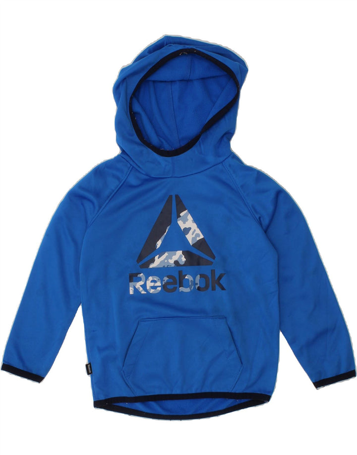 REEBOK Boys Graphic Hoodie Jumper 2-3 Years Blue Polyester Vintage Reebok and Second-Hand Reebok from Messina Hembry 