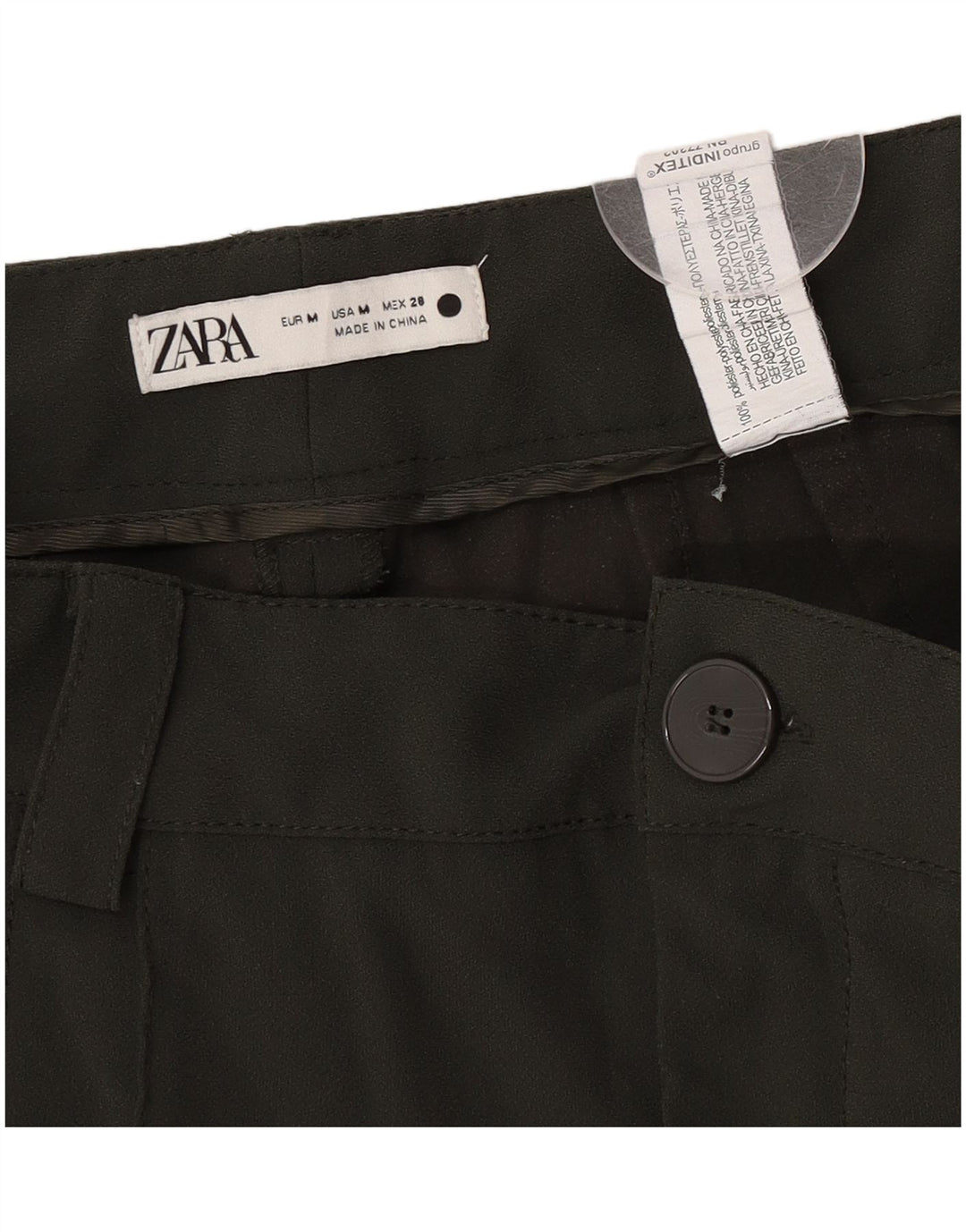 Zara Pantalon décontracté pour femme Taille M W28 L32 Kaki Polyester