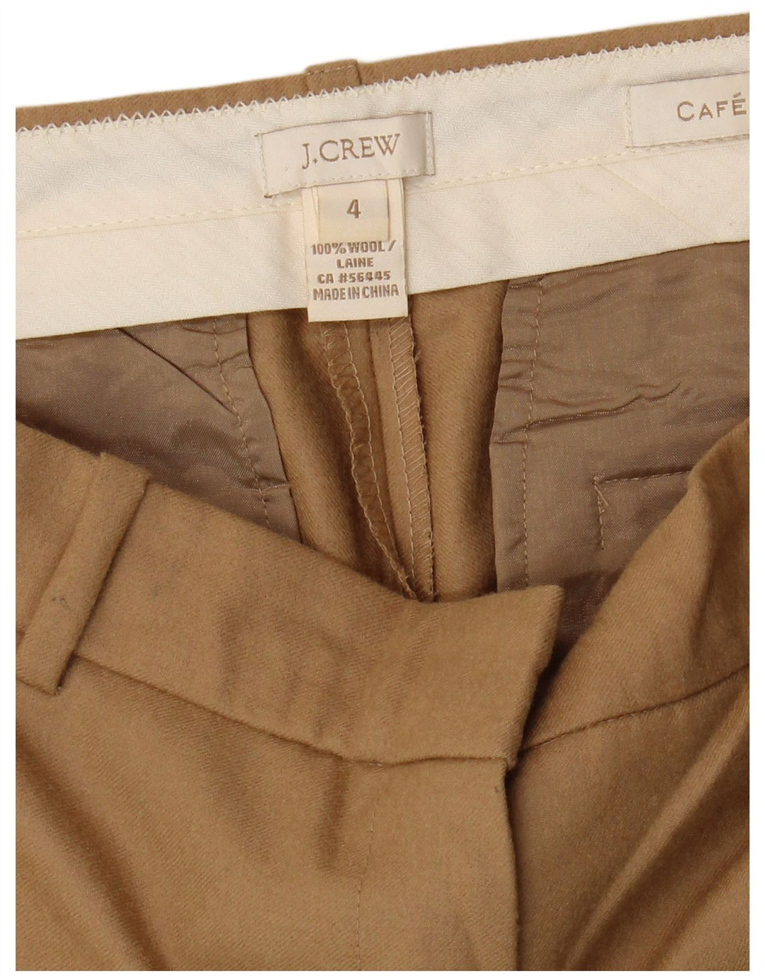 J. CREW Pantalon Capri Droit Femme US 4 Small W30 L26 Laine Beige