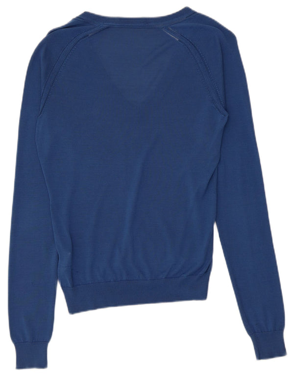 Dsquared2 Pull col V pour femme UK 12 Bleu moyen Soie