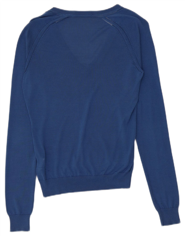 Dsquared2 Pull col V pour femme UK 12 Bleu moyen Soie