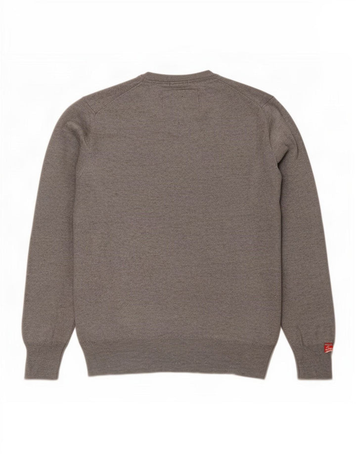 Superdry Pull col V pour homme en coton gris Large