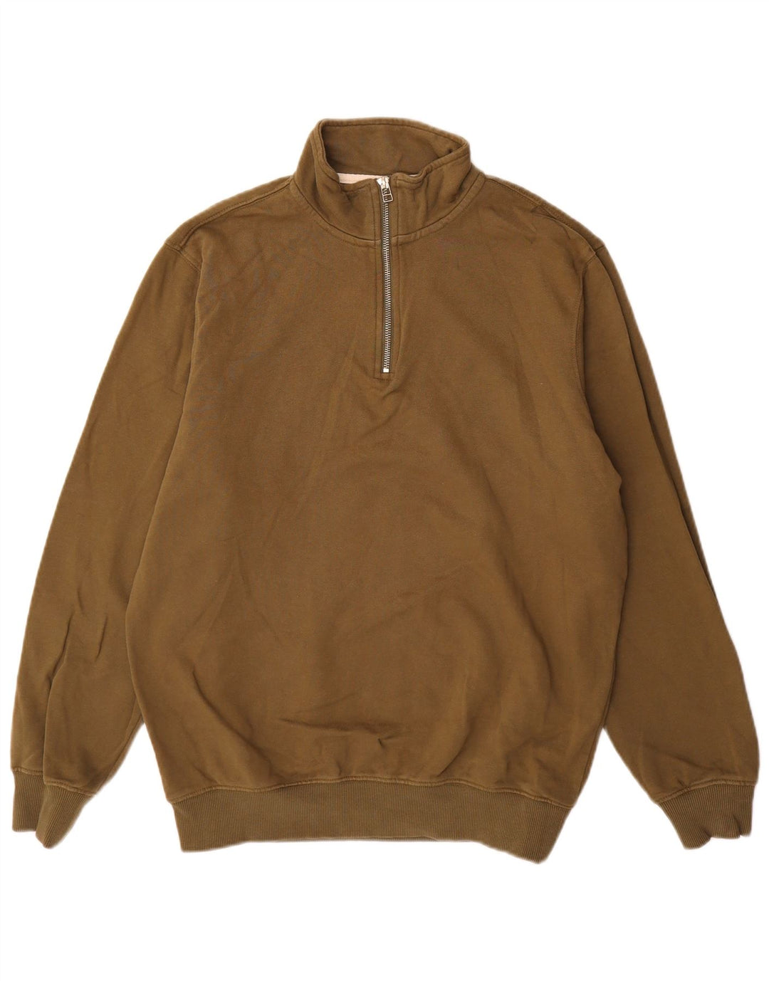 John Lewis Sweat-shirt à col zippé pour homme, grand coton kaki