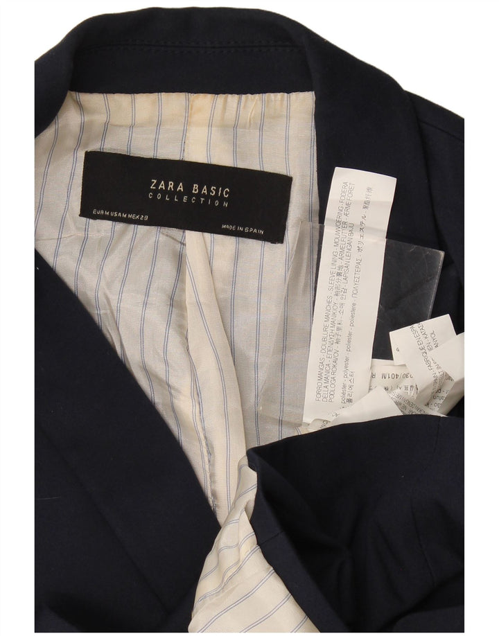 Zara Veste Blazer 1 Bouton Femme UK 12 Bleu Marine Moyen Polyester