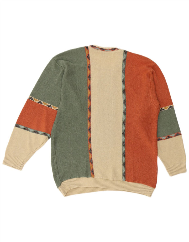 BERTO LUCCI Pull col rond homme grand motif géométrique multicolore