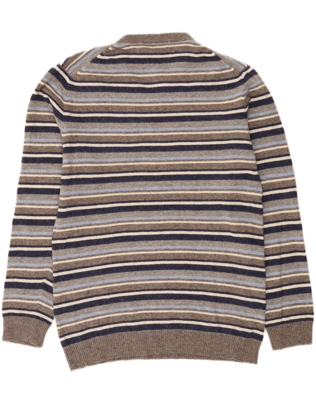 Crew Clothing Pull col V homme en laine rayée gris moyen
