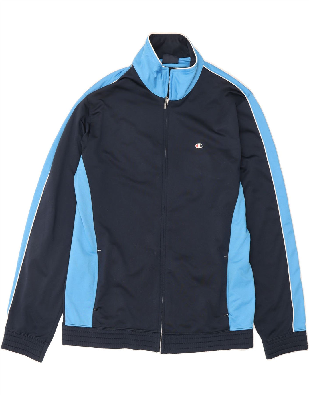CHAMPION Mens Tracksuit Top Jacket XL Navy Blue Colourblock Polyester Vintage Champion and Second-Hand Champion from Messina Hembry 